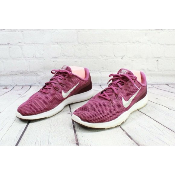 Nike Flex Trainer 7 Burgundy Mesh Low Top Lace-up Running Shoes Size 10 - Picture 2 of 9
